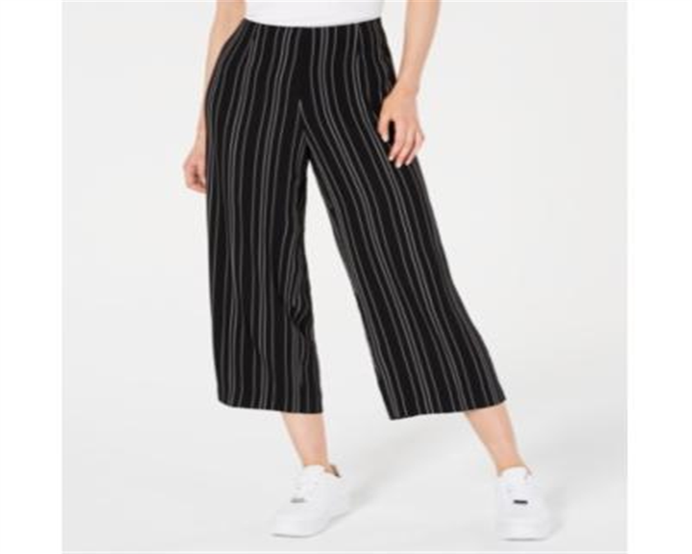 Calça Cropped Listrada Feminina Bar III Preta Tamanho 10