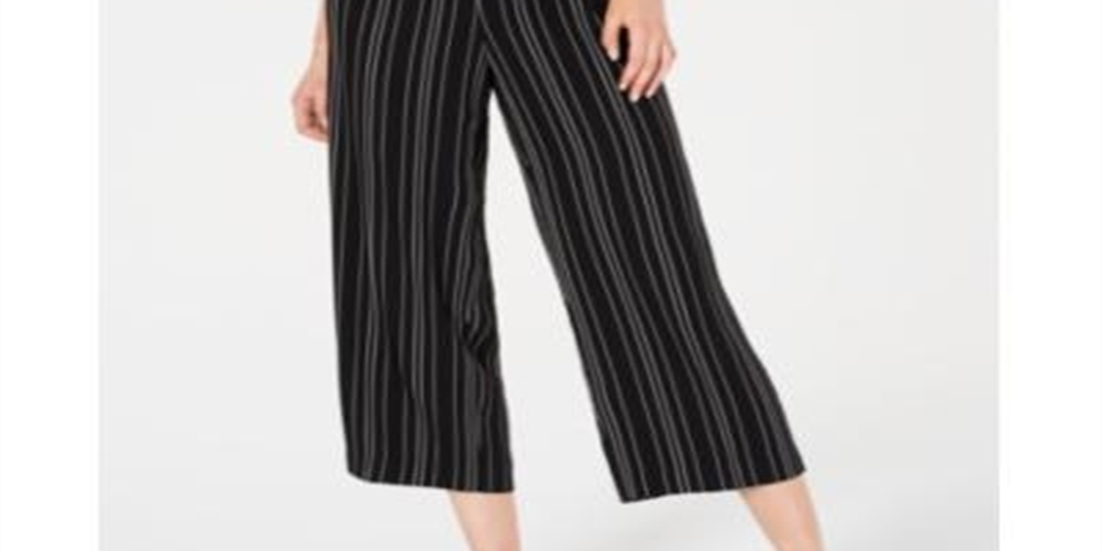 Calça Cropped Listrada Feminina Bar III Preta Tamanho 10