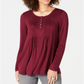 Blusa Pintuck Feminina Style &amp; Co Vinho Tamanho Petite M