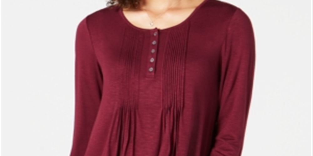 Blusa Pintuck Feminina Style &amp; Co Vinho Tamanho Petite M