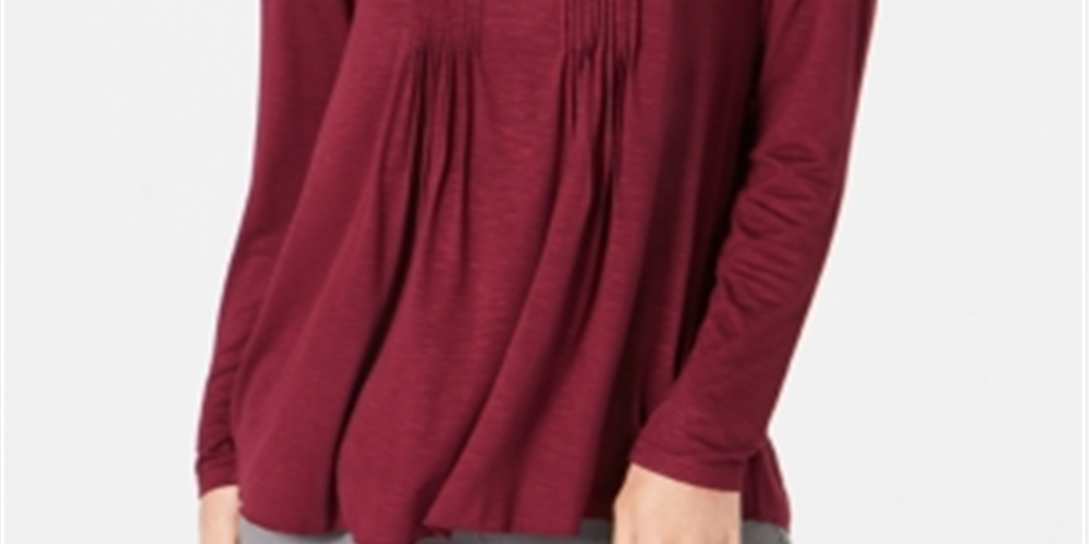 Blusa Pintuck Feminina Style &amp; Co Vinho Tamanho Petite M