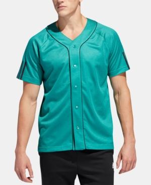 Camisa de beisebol esportiva masculina Adidas, verde, tamanho grande