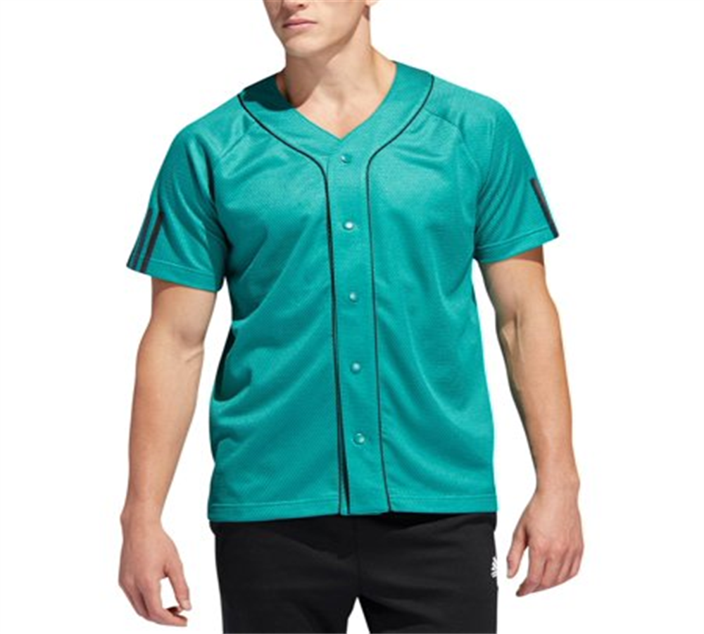 Camisa de beisebol esportiva masculina Adidas, verde, tamanho grande