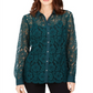 Charter Club Blusa feminina de renda com botões, verde, tamanho grande