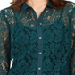 Charter Club Blusa feminina de renda com botões, verde, tamanho grande