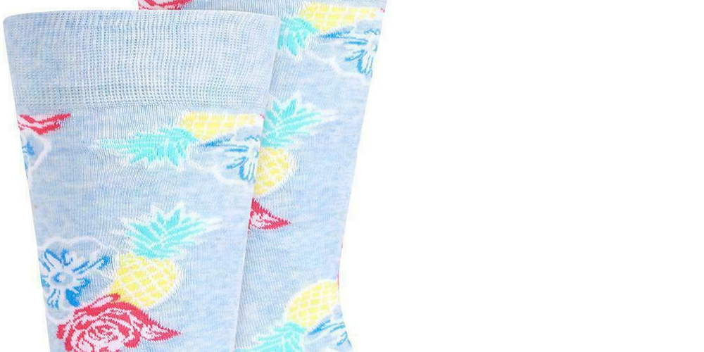 Meias florais masculinas Bar III S azuis tamanho 10-13