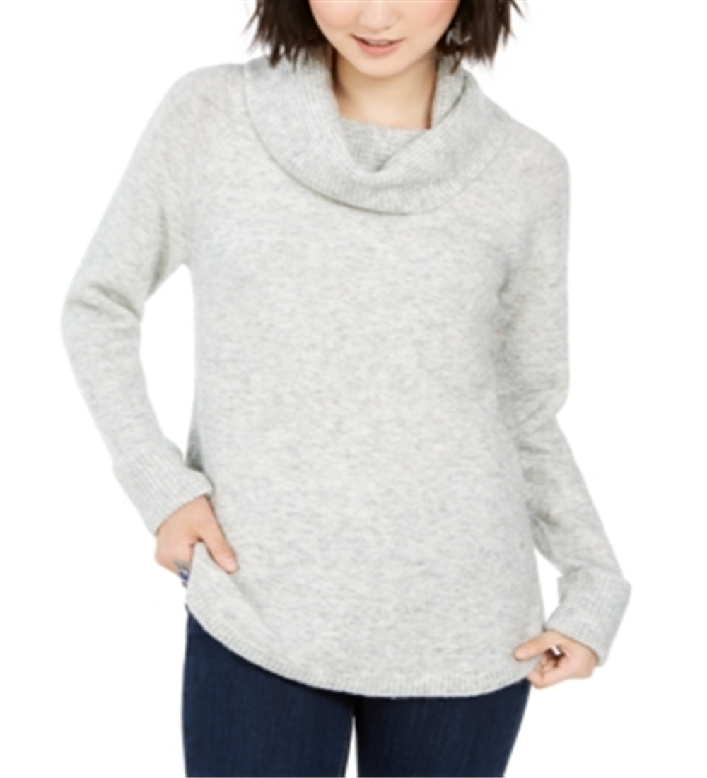 Suéter feminino de malha waffle com gola alta e estilo estilo &amp; co, cinza, tamanho XS
