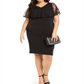 Vestido tubinho plus size com sobreposição de renda Connected feminino, preto, tamanho 18W