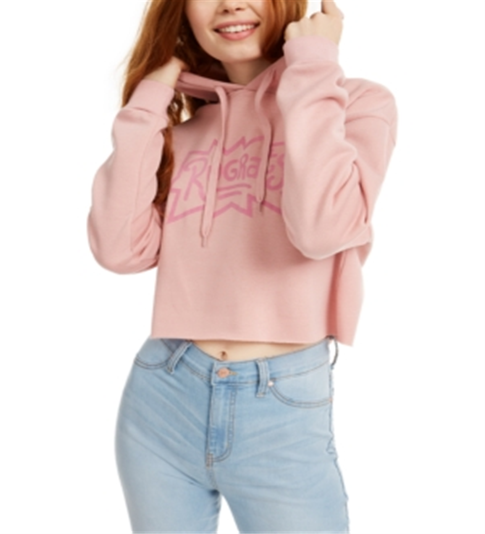Moletom com capuz curto Rugrats da Warner Brothers Juniors - Rosa Blush, tamanho grande