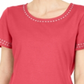 Karen Scott Top de algodão feminino com ilhós e acabamento laranja, tamanho 2XL