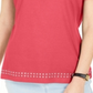 Karen Scott Top de algodão feminino com ilhós e acabamento laranja, tamanho 2XL