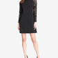 Vestido curto feminino Tommy Hilfiger de renda, manga comprida, gola redonda, preto, tamanho 4 P
