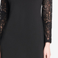 Vestido curto feminino Tommy Hilfiger de renda, manga comprida, gola redonda, preto, tamanho 4 P