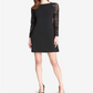 Vestido curto feminino Tommy Hilfiger de renda, manga comprida, gola redonda, preto, tamanho 4 P