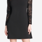 Vestido curto feminino Tommy Hilfiger de renda, manga comprida, gola redonda, preto, tamanho 4 P