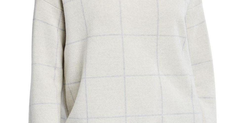 Eileen Fisher Feminino Petites Box Top Lã Decote Bateau Preto Carvão - Tamanho Pequeno Grande