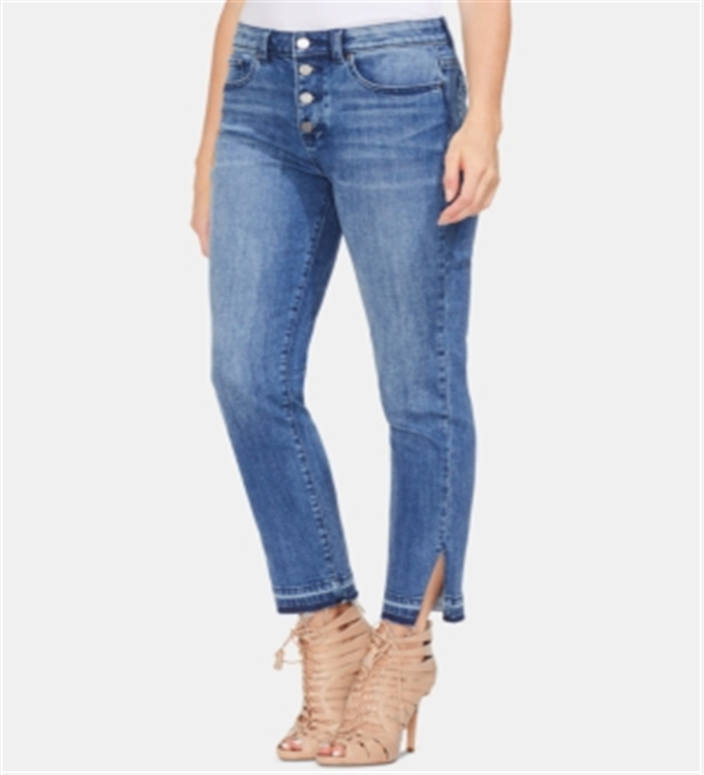 Calça jeans feminina Vince Camuto de cintura alta com botões, azul Spectrum, tamanho 31