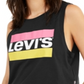 Regata curta feminina Levi's Graphic, preta, tamanho médio