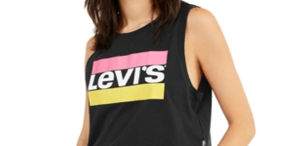 Regata curta feminina Levi's Graphic, preta, tamanho médio