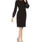 Vestido Calvin Klein Feminino Bainha Ombros Bufantes Enfeitado Preto Tamanho 10
