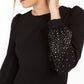 Vestido Calvin Klein Feminino Bainha Ombros Bufantes Enfeitado Preto Tamanho 10