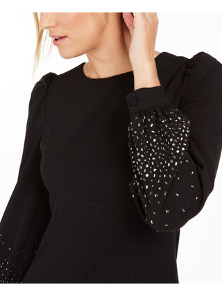 Vestido Calvin Klein Feminino Bainha Ombros Bufantes Enfeitado Preto Tamanho 10