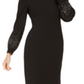 Vestido Calvin Klein Feminino Bainha Ombros Bufantes Enfeitado Preto Tamanho 10