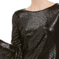 Blusa feminina MSK com manga sino e lantejoulas, preta, tamanho pequeno médio