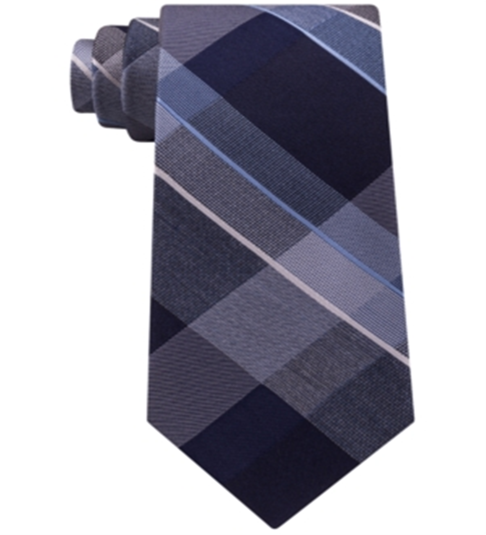 Gravata masculina Kenneth Cole Reaction xadrez skinny slim seda azul tamanho único