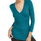 Blusa canelada feminina INC Tahitian Tide Green tamanho pequeno