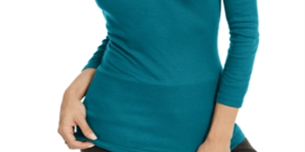 Blusa canelada feminina INC Tahitian Tide Green tamanho pequeno