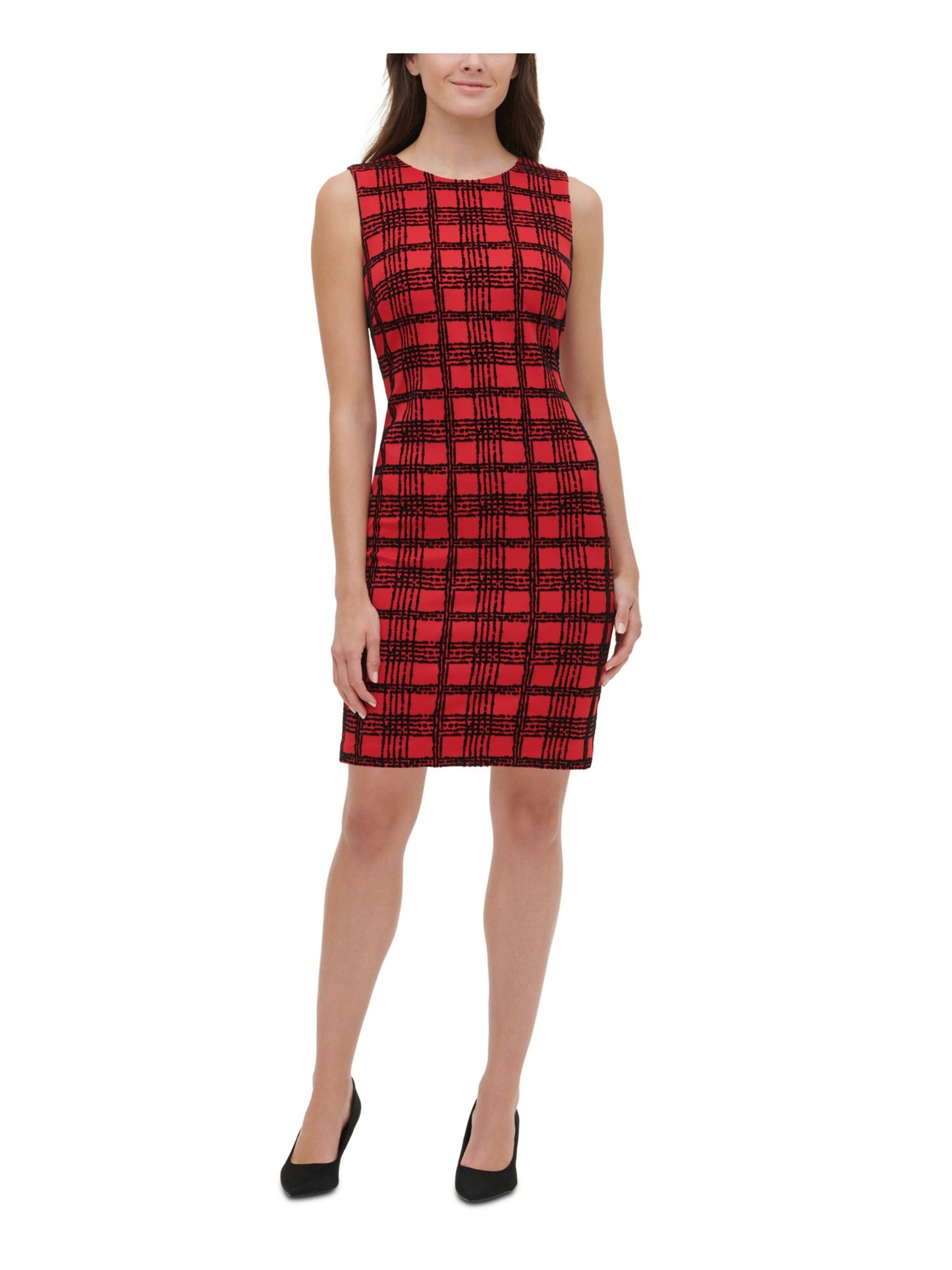 Vestido de mergulho xadrez de veludo feminino Tommy Hilfiger vermelho tamanho 2 pequeno