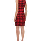 Vestido de mergulho xadrez de veludo feminino Tommy Hilfiger vermelho tamanho 2 pequeno