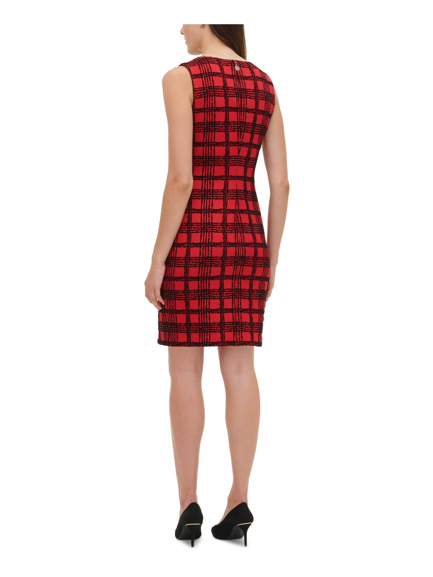Vestido de mergulho xadrez de veludo feminino Tommy Hilfiger vermelho tamanho 2 pequeno