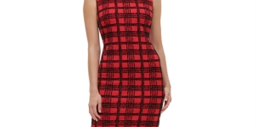 Vestido de mergulho xadrez de veludo feminino Tommy Hilfiger vermelho tamanho 2 pequeno