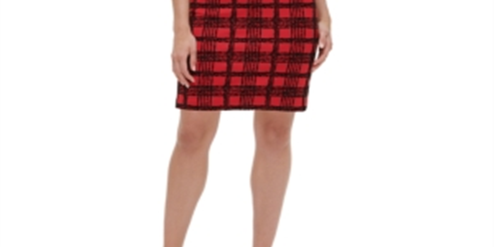 Vestido de mergulho xadrez de veludo feminino Tommy Hilfiger vermelho tamanho 2 pequeno