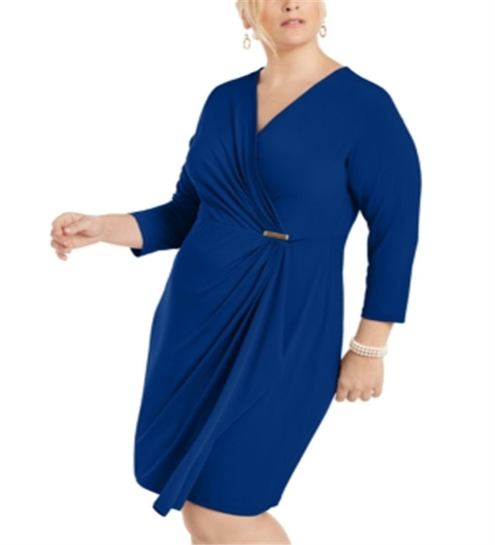 Vestido cruzado plus size feminino Charter Club, azul, tamanho 0X