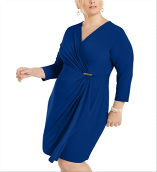 Vestido cruzado plus size feminino Charter Club, azul, tamanho 0X