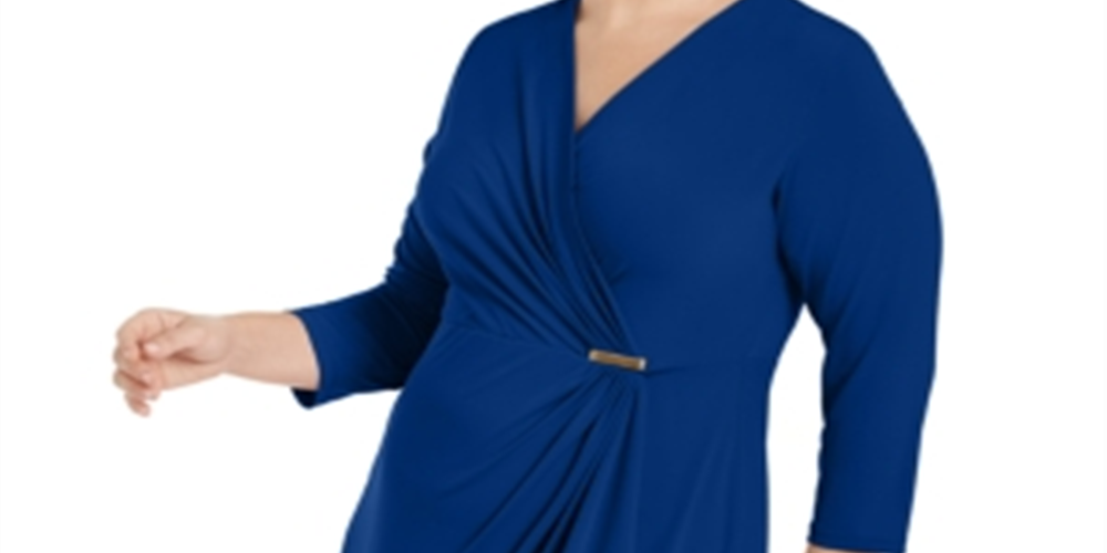 Vestido cruzado plus size feminino Charter Club, azul, tamanho 0X