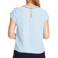 Blusa franzida com ombros estendidos Vince Camuto feminina, azul, tamanho pequeno