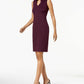 Vestido de coquetel Calvin Klein feminino com babados, decote em V, roxo, tamanho 4