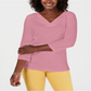 Karen Scott Blusa feminina de algodão com decote em V e ilhós, rosa, tamanho P