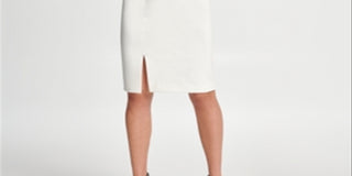 DKNY Women's Lace Combo Mock Neck Sheath Dress White Size 6