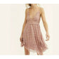 Vestido curto feminino FREE PEOPLE com alças finas e corte flare, coral, tamanho grande