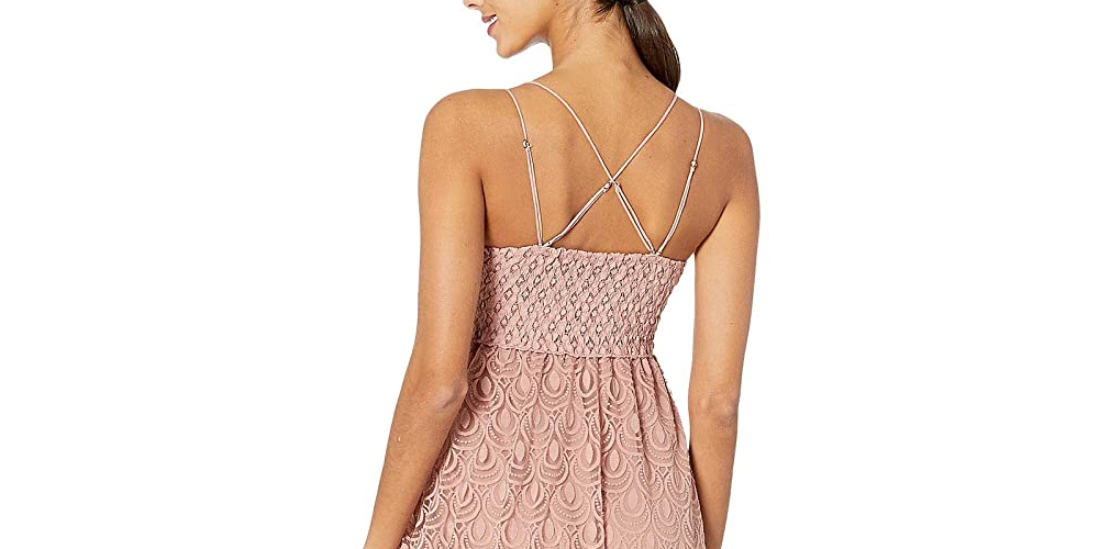 Vestido curto feminino FREE PEOPLE com alças finas e corte flare, coral, tamanho grande