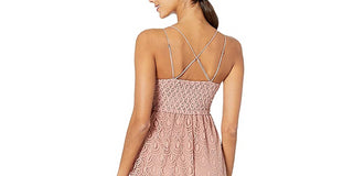 Vestido curto feminino FREE PEOPLE com alças finas e corte flare, coral, tamanho grande