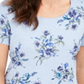 Blusa feminina Karen Scott com estampa floral e decote redondo, azul, tamanho pequeno