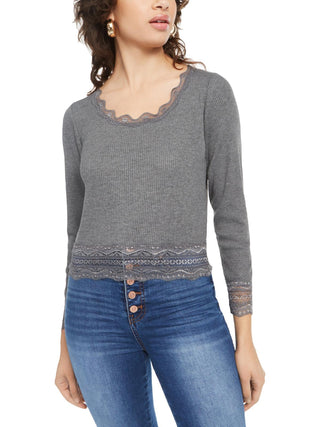 Top com acabamento em renda Planet Gold Juniors, cinza, tamanho grande