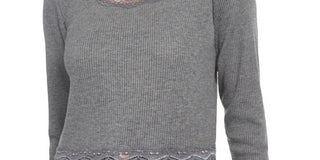 Top com acabamento em renda Planet Gold Juniors, cinza, tamanho grande