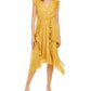 Vestido MIDI metálico com decote em V feminino INC, dourado, tamanho XS